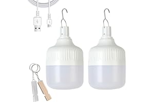 BWISUP 2X Camping Lights,Camping Lantern LED Work Light Bulb USB Rechargeable Lighting Dimmable,30W 2000 Lumens 5 Lighting Modes,Portable Tent Light for Emergency,Camping,Patio,Garden,BBQ,Hiking,Fishing