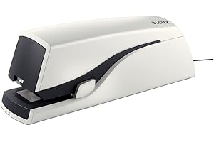 Leitz Agrafeuse Électrique de Bureau Flat Clinch, Capacité 20 Feuilles, Blanc Nacré, Alimentation Électrique, Agrafes Incluses, Gamme NeXXt, 55661001