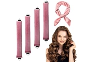 AOMAIC 4PCS Heatless Curlers Hair Curlers No Heat Heatless Overnight Blowout Rods with Hair Scarf No Heat Heatless Curling Rods for Women DIY Hair Styling