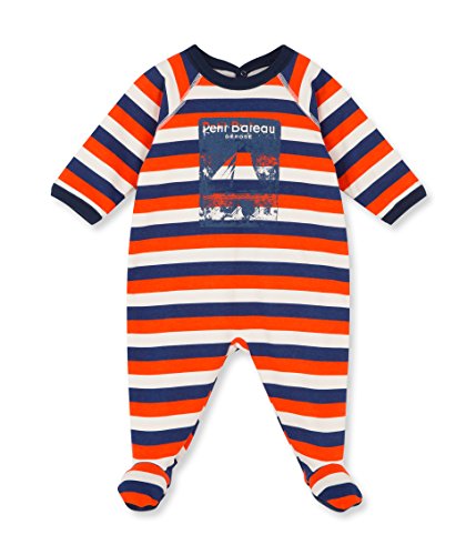 Petit Bateau Baby Boys SANTON Long Sleeve Onesie, Blue - Blau (MEDIEVAL/WAVE/LAIT 37), 6-9 Months (Manufacturer size: 9 mois)