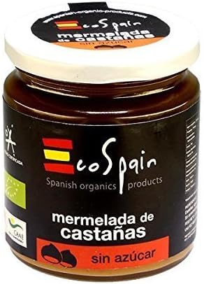 Organic sugarfree cheastnust jam with Agave Syrup. No preservatives or colorings. Gluten Free. Organic Product 275 Gr