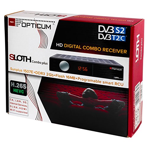 HB DIGITAL DVB-S2 DVB-C DVB-T/T2 H.265 HEVC SET: Opticum HD Sloth Combo Plus Receiver + HDMI Kabel mit Ethernet Funktion und vergoldeten Anschlüssen (Full HD, HEVC/H.265, HDTV, HDMI, USB 2.0, RJ45 Lan, SCART, Conax Karten Leser DVB-S DVBS DVB-S2 DVBC DVB-C DVBT DVBT2 DVB-T2) - 5