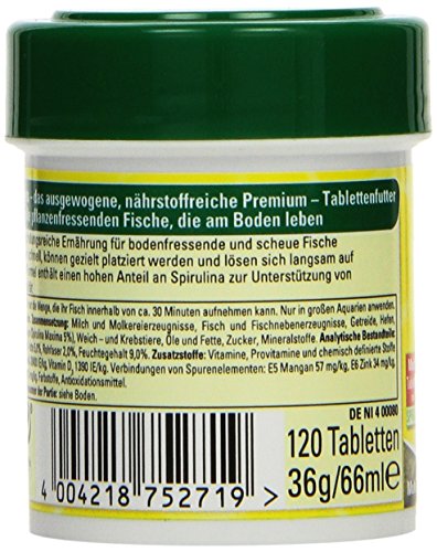 Tetra Pleco Tablets (Grünfutter-Tabletten mit einem hohen Anteil an Spirulina-Algen, Hauptfutter für alle pflanzenfressenden Bodenfische und scheuen Zierfische), 120 Tabletten Dose - 3