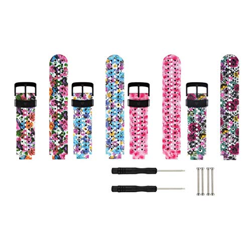 Correa de reloj de silicona suave para Garmin Forerunner 235 de Fit-power, repuesto ideal para Garmin Forerunner 235, 220, 230, 620, 630 y 735, Pack of 4-StyleB