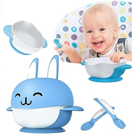 Rabbit Feeding Bowl Sucker Bowl With Spoon Fork Tableware Kids Training Dishes Food Container