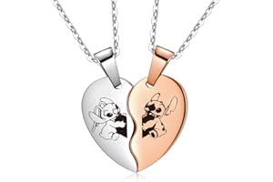 SIMYRON Collar Love Puzzle 2 Piezas Collar de Personaje de Dibujos Animados Colgante Corazon Collares Best Friends Collar Niñas Regalo Mejor Amigo Regalos de Cumpleaños