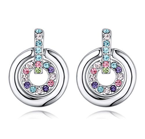 18 ct Chapado en oro blanco pendientes blancos Crystals from Swarovski