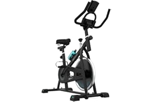 Cecotec Bicicleta Estática Indoor DrumFit Indoor, Volante de inercia de 6 a 13 Kg, Resistencia Manual, Monitor LCD, Pulsómetro, Soporte de Dispositivos, Botella, Porta Botellas y Calapiés