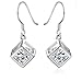 Hosaire Elegent Earrings Fashion Silver Earring Drops Hook Earrings Cube Shining Crystal Ear Stud
