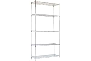 THINIA HOME Estantería de Varilla de 5 Niveles 125kg 182.8x91.4x35.5cm