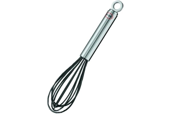 RÖSLE Fouet - Ustensile de Cuisine de Haute Qualité - Pour Battre ou Mélanger - Doté d'un Manche à Oeillet - Acier Inoxydable 18/10 et Silicone - Passe au Lave-Vaisselle - 22 cm