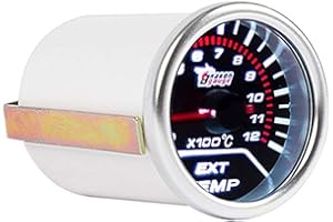 Mintice Jauge de Température des Gaz d'échappement électrique Lumière LED Blanc Outil Numérique Instrument de Mètre 2" 52mm Fumée Teinte Len