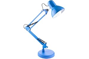BEL AIR HOME - Antigone - Lampada da scrivania a LED Articolata Vintage Retro | Regolabile 34-67cm | Illuminazione E27, Metallo, Blu