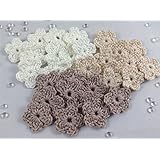 30 kleine Häkelblüten in natur/beige/taupe