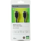 Belkin Hızlı HDMI 1.4 Kablosu, 1.5m (4k, Ultra HD, 3D), F3Y017bt1, 5MBLK