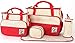 5pcs Baby Nappy Changing Bag Set Diaper Bag Multifunctional Mummy Handbag Shoulder Bag Mat (Red)