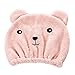 Produktbild WHSHINE Damen microfiber hair turban schnell trockenes haar hut gewickelt handtuch badekappe haar trockenes hut schnelltrocknung bath werkzeug (Rosa,One size)