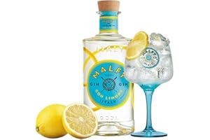GENERIC Gin MALFY Limone + Bicchiere ORIGINALE - Gin Italiano Mediterraneo, Pompelmo Rosa, Arancia Rossa, Limone Amalfi - Bicchiere ufficiale Goblet Glasses