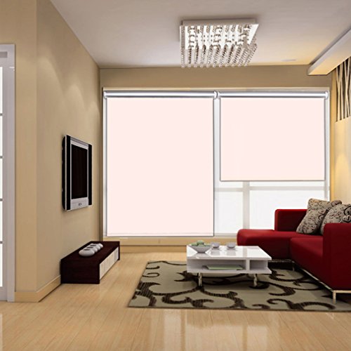 Universell Rollo Verdunklungsrollo (Breite und Höhe) 120 x 175cm für Fenster Tür ohne Bohren Jalousie Rollos Sonnenschutzrollo mit Klemmträgern Verdunklung Klemmträger Fensterrollo Silberbeschichtung (Beige)