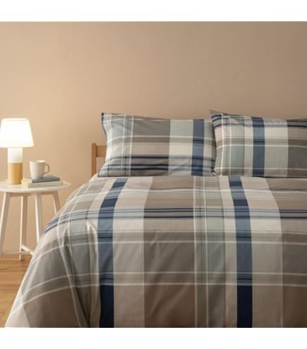 Parure Copripiumino Matrimoniale Caleffi - Cotone Puro 250x200+40cm, Kilt Avio