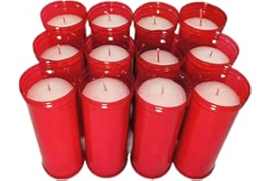 ASGRADO Velón Santo, Velón, Velas Litúrgicas. (9cm 12Undades, Rojo)