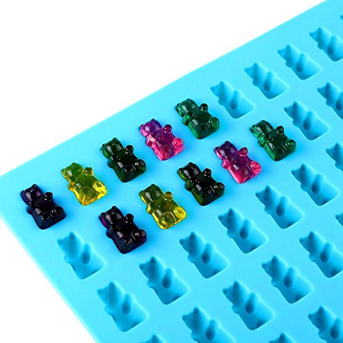 HENGSONG 2er Silikon 50 Mini Bär Formen mit Pipetten DIY Eiswürfel Form Kuchen Schokoladen Cookies Backen Form - 4