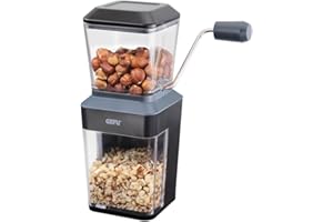 GEFU Trito - Macinasce in acciaio inox con manovella, per noci, mandorle, cioccolato, biscotti, con cassetto di raccolta, lavabile in lavastoviglie