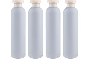 ChAusa 4 Pièces Bouteilles de Lotion à Presser 260ml - Étanches et Rechargeables Avec Bouchon à Rabat - Portable Pour Crèmes de Voyage (Bleu)