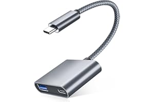 RUXELY Adattatore USB C OTG con PD Alimentatore,Splitter Ricarica 60W USB Tipo Type C 3.0,Cavo Caricatore Thunderbolt 3 per Google TV Chromecast,MacBook Pro,iPad Air 4 5 Mini 6,Galaxy S20 S21 S22 S23