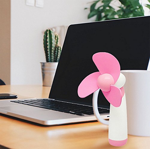 Leisial Handventilator, Miniventilator, Mini USB Fan, Lüfter ventilator für heiße Sommeraußen Reisen,Rosa - 4