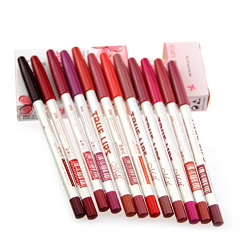 CHIC*MALL 12 PCs/set lip liner pencil professional water-proof long-term nature 12 wooden