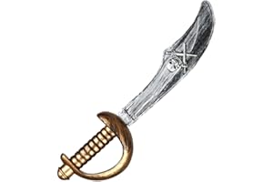 Boland 00696 - Piratenschwert, 37cm, glänzend, Klinge mit Totenkopf und Schwertern, Kinder, Erwachsene, silber, gold, Seeräuber, Pirat, Karneval, Fasching, Halloween, Jack, Verkleidung, Theater