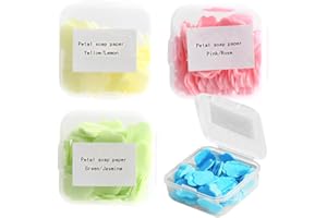JEYORZY 4 boîtes Portable Mini savon Feuilles de savon papier, Pains de Savon, Mini Savon, Savon de Voyage, Feuille de Savon Savon en Flocons, pour les voyages Camping pour plein air