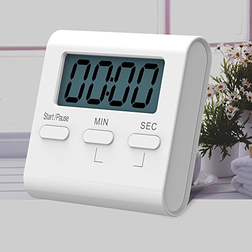 iStwahl elektronischer Timer mit Stoppuhr weiße digitale Küchenuhr mit großes LCD Display Küchentimer - 2
