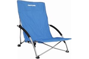 CAPTURE Outdoor, Chaise de Plage Basse Pliable Beach Fun, 2 accoudoirs en Mousse Confort. Livrée avec sa Housse de Transport, …