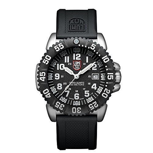 Luminox Navy SEAL Steel Colormark Men's Quartz watch with Black dial featuring LLT Luminox light Technology 44 millimeters Stainless Steel case and Black PU Strap  XS.3151.NV