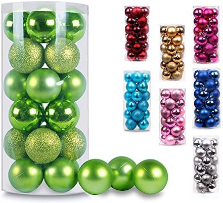 DESHIR 24pcs Christmas Tree Balls Decorations Ornaments Small Shatterproof Xmas Trees Wedding Parties Mini Tree Decoration (3-Finish, 1.57 inch 40mm )