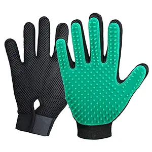 Oblivion Dog Bath Gloves Cleaning Hair Brush Comb Animal Massage Hair Removal Dog Grooming True Touch Shedding Brush Bath Gloves (Green) - 1pc