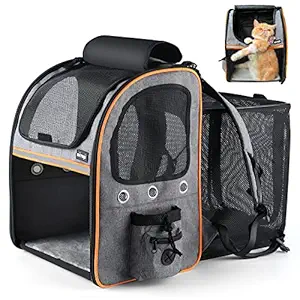 NATUYA Pet Backpack Carrier,Expandable Backpack Carrier Cats Dogs,Foldable with Breathable Mesh for Pets Up to 18 Lbs, Pet Carrier Backpack for Outdoor and Travel