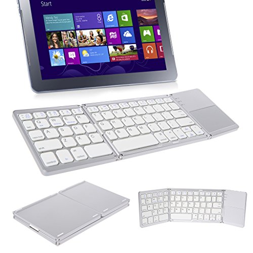 Preisvergleich Produktbild Sunhoyu Bluetooth-Tastatur,Mini Twice Folding Bluetooth Wireless Tastatur Touchpad Für Telefon Tablet Desktop