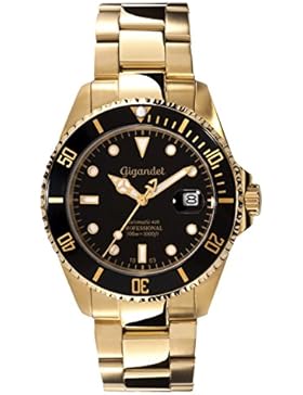 Gigandet Herren-Armbanduhr Sea Ground Analog Herren Uhren Automatik Uhr Herrenuhr gold mit Edelstahlarmband Schwarz...