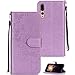 Produktbild Amcor Love Hülle P20 Pro, Lederhülle mit Löwenzahndruck, hochwertige Wallet Case mit Klappständer, Kartenfächer und Geldscheine für Huawei P20 Pro purpur