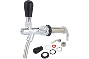 DEWIN Regulowany kran do piwa, gwint G5/8", długi trzon, regulowany kranik do piwa, dozownik narzędzia do wina, akcesoria do warzenia domu