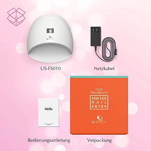 Nageltrockner Uspicy 24W Weißlicht LED für alle Gel-Polituren – UV, LED, Gel Farben, intuitive Finger Platzierung, 50.000 Stunden Nutzung, LCD-Anzeige, automatischer Sensor - 7