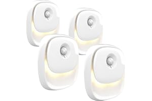 ADAZ LED Nachtlicht mit Bewegungsmelder, Nachtlicht Kinder, Schranklicht mit Bewegungsmelder Treppenbeleuchtung, Auto EIN/AUS Kabellose Sensor Licht Für Flur, Bad, Schlafzimmer, Toilettenlicht 4Pcs