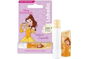 ‎LABELLO Labello Disney Princess Limited Edition Vanilla Buttercream 4.8 g, Colourful Lip Balm with Belle Lip Balm for Girls 3+ 24h Moisturiser, Lip Balm with Vanilla Fragrance