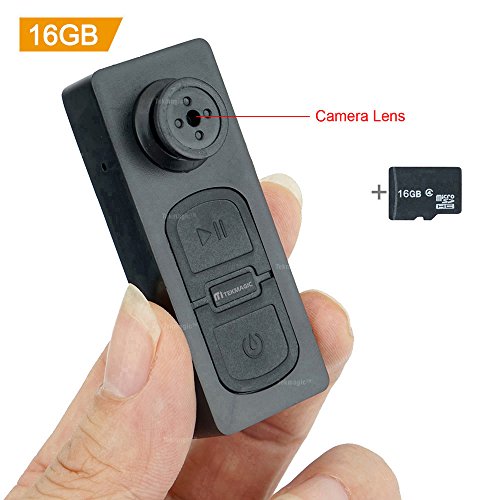 Preisvergleich Produktbild TEKMAGIC 16GB Mini Versteckte Spionage Knopfkamera Micro Spycam Diktiergerät mit Akku