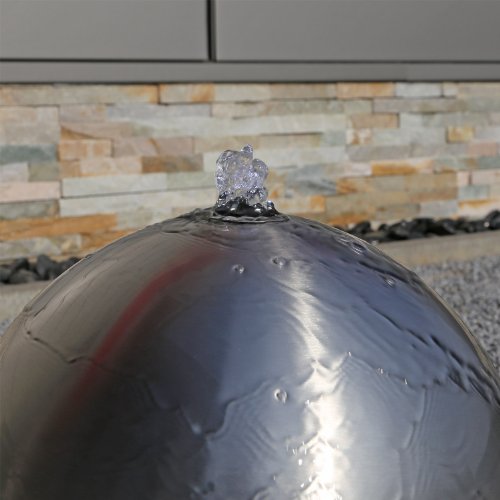 Edelstahl Kugelbrunnen mit 30cm Edelstahlkugel matt gebürstet und LED Beleuchtung Gartenbrunnen Springbrunnen Außenbereich - 4