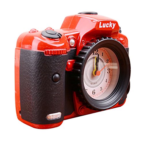 Creative Vintage Camera Shape Digital Alarm Clock Home Office Decorative Desk Ornaments Time Clock Plastic Craft Clock Red [ 1 pc ]