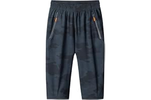 MakingDa Herren Shorts 3/4 Jogger Capri Casual Sport Hosen Sommer Lose Reißverschluss Gym Running Trainingshose – Elastische Taille unterhalb des Knies Kurz ​ mit Reißverschlusstasche